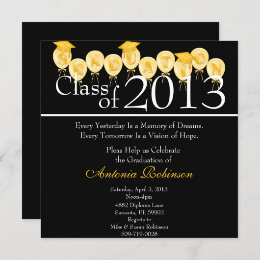 Aankondiging van het Afstuderen Cute Elegant/Uitno (Voorkant / Achterkant)