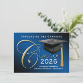 Aankondiging van het Afstuderen Elegant Navy Blue (Staand voorkant)