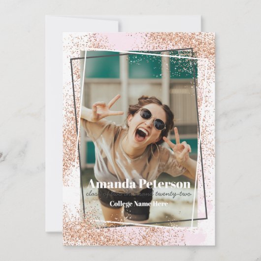 Aankondiging van het Afstuderen Elegant Roos Gold  (Voorkant)