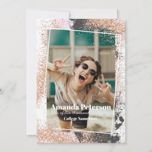 Aankondiging van het Afstuderen Elegant Roos Gold (Voorkant)