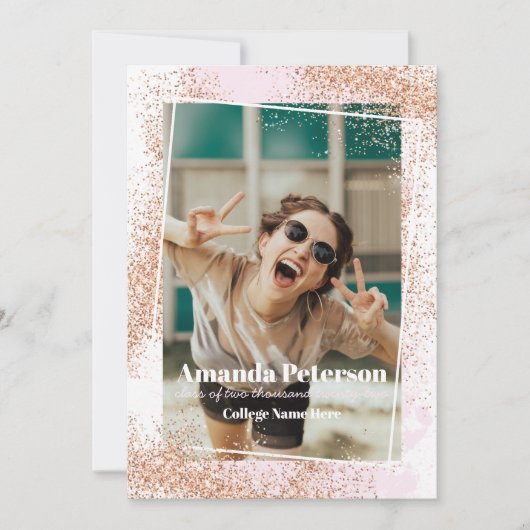 Aankondiging van het Afstuderen Elegant Roos Gold (Voorkant)