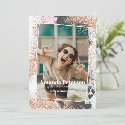 Aankondiging van het Afstuderen Elegant Roos Gold  (Staand voorkant)