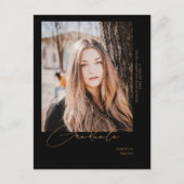 Aankondiging van het Afstuderen Foto Black in bewe Briefkaart (Voorkant)