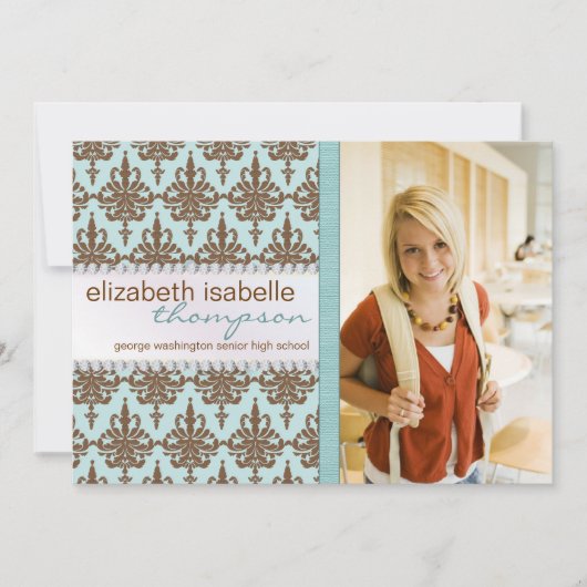 Aankondiging van het Afstuderen Glamor Damask & Je (Voorkant)