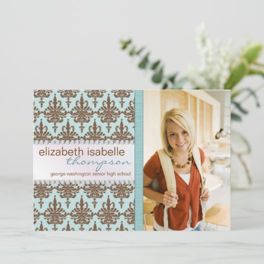 Aankondiging van het Afstuderen Glamor Damask & Je (Staand voorkant)