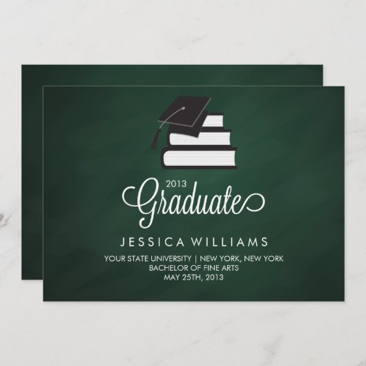 Aankondiging van het Afstuderen Green Chalkboard (Voorkant / Achterkant)