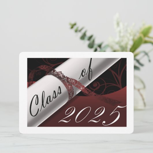 Aankondiging van het Afstuderen Maroon en White (Staand voorkant)