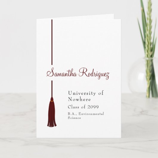 Aankondiging van het Afstuderen Maroon Tassel (Voorkant)