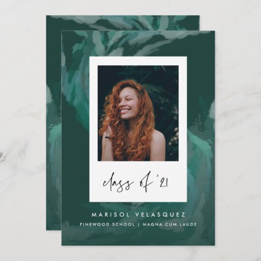 Aankondiging van het Afstuderen met gekleurde golv (Voorkant / Achterkant)