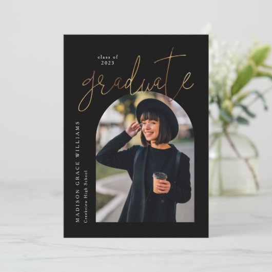 Aankondiging van het Afstuderen Modern Black Gold  (Staand voorkant)