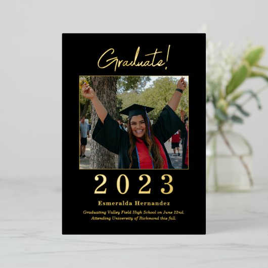 Aankondiging van het Afstuderen Modern Black Gold  (Staand Voorkant)