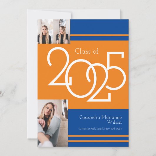 Aankondiging van het Afstuderen Oranje blauwe scho (Voorkant)