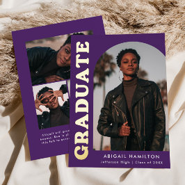 Aankondiging van het Afstuderen Paarse en goudvond