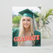 Aankondiging van het Afstuderen Peach Retro Typogr (Staand voorkant)