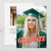 Aankondiging van het Afstuderen Peach Retro Typogr (Voorkant / Achterkant)