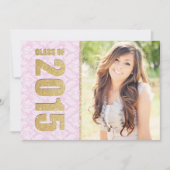 Aankondiging van het Afstuderen Pink Damask Photo (Voorkant)