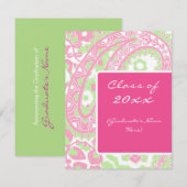 Aankondiging van het Afstuderen Pink en Green Pais (Voorkant / Achterkant)