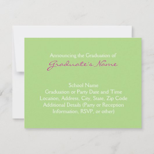 Aankondiging van het Afstuderen Pink en Green Pais (Achterkant)