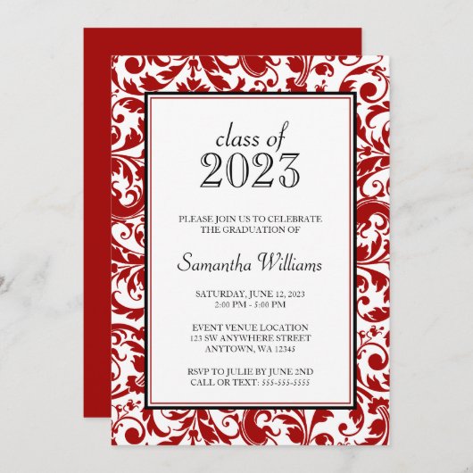 Aankondiging van het Afstuderen Red and Black Swir (Voorkant / Achterkant)