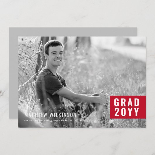 Aankondiging van het Afstuderen Red Tab (Voorkant / Achterkant)