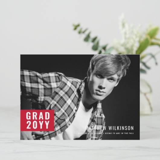 Aankondiging van het Afstuderen Red Tab (Staand voorkant)