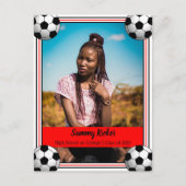 Aankondiging van het Afstuderen Soccer Red & Black Briefkaart (Voorkant)
