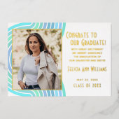 Aankondiging van het Afstuderen Turquoise Blue Gol (Voorkant)