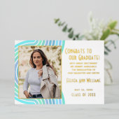 Aankondiging van het Afstuderen Turquoise Blue Gol (Staand Voorkant)