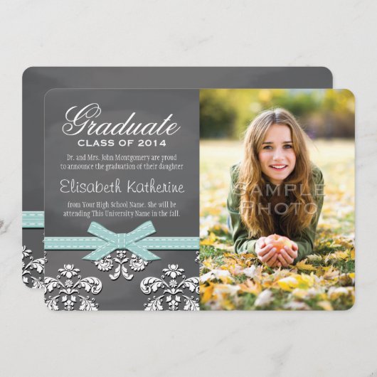 Aankondiging van het Afstuderen van Aqua Bow Chalk (Voorkant / Achterkant)