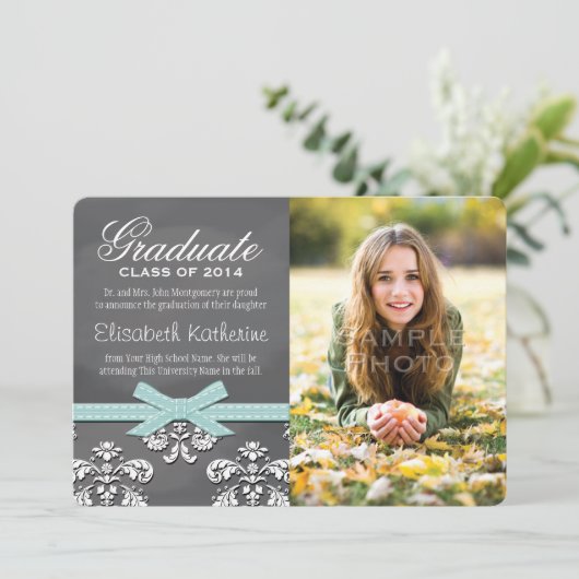 Aankondiging van het Afstuderen van Aqua Bow Chalk (Staand voorkant)