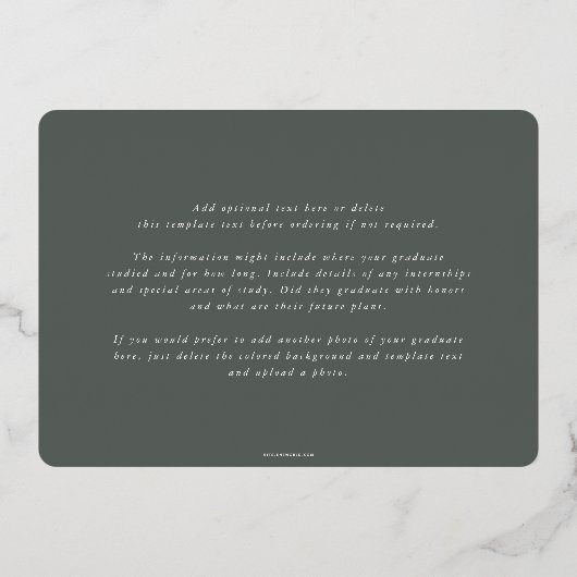 Aankondiging van het Afstuderen van de folie/Groen (Achterkant)