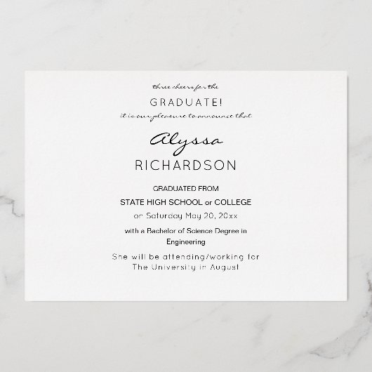 Aankondiging van het Afstuderen van de Folie van d (Achterkant)