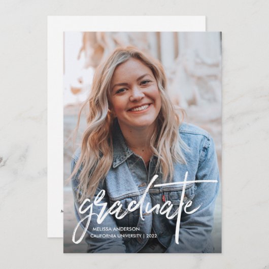 Aankondiging van het Afstuderen van de Foto van he (Voorkant / Achterkant)