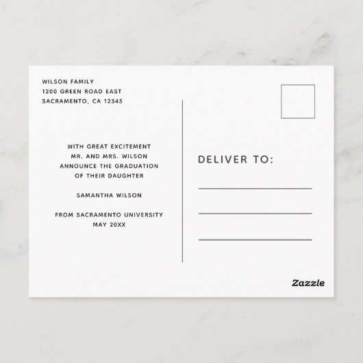 Aankondiging van het Afstuderen van de Foto van he Briefkaart (Achterkant)