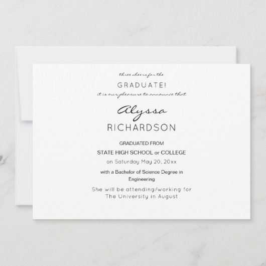 Aankondiging van het Afstuderen van de Foto van Sc (Achterkant)