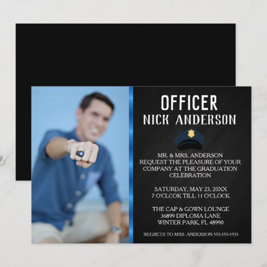 Aankondiging van het Afstuderen van de Politieacad (Voorkant / Achterkant)