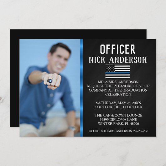 Aankondiging van het Afstuderen van de Politieacad (Voorkant / Achterkant)