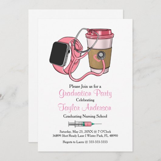 Aankondiging van het Afstuderen van de Stethoscoop (Voorkant / Achterkant)