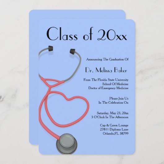 Aankondiging van het Afstuderen van de Stethoscoop (Voorkant / Achterkant)