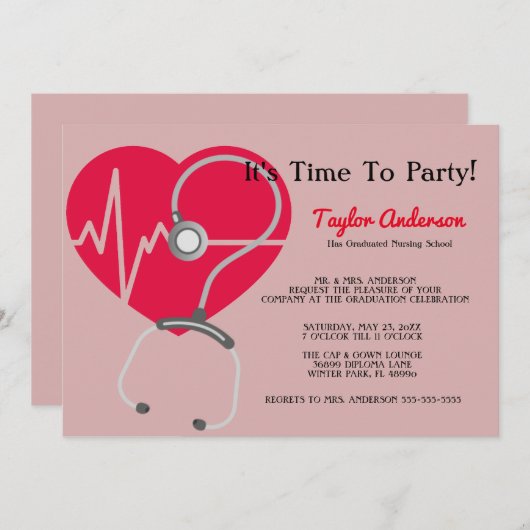 Aankondiging van het Afstuderen van de Stethoscoop (Voorkant / Achterkant)