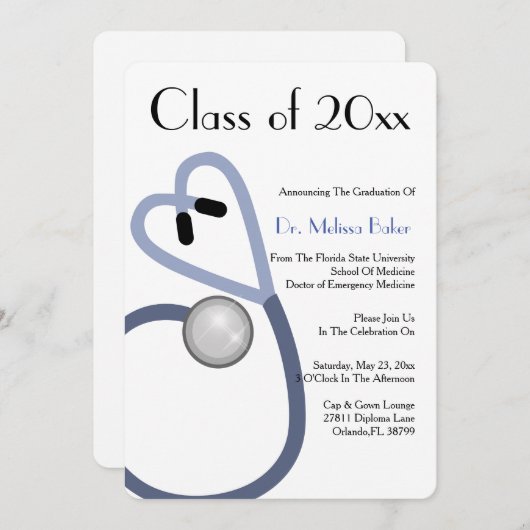 Aankondiging van het Afstuderen van de Stethoscoop (Voorkant / Achterkant)