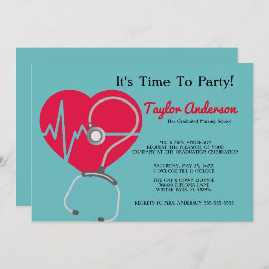 Aankondiging van het Afstuderen van de Stethoscoop (Voorkant / Achterkant)