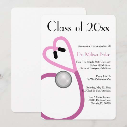 Aankondiging van het Afstuderen van de Stethoscoop (Voorkant / Achterkant)