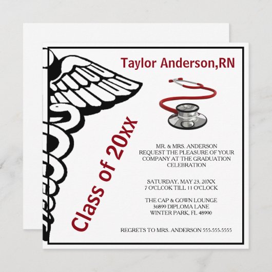 Aankondiging van het Afstuderen van de Stethoscoop (Voorkant / Achterkant)