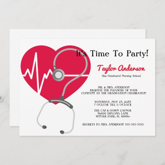 Aankondiging van het Afstuderen van de Stethoscoop (Voorkant / Achterkant)