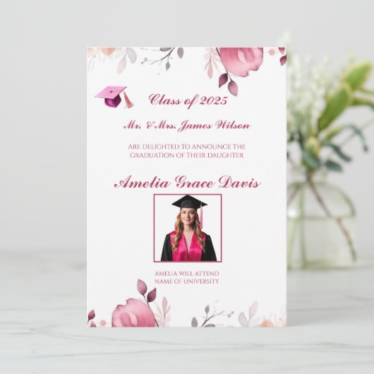 Aankondiging van het Afstuderen van Elegant Floral (Staand voorkant)