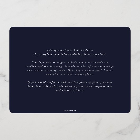 Aankondiging van het Afstuderen van folie+Donkere  (Achterkant)