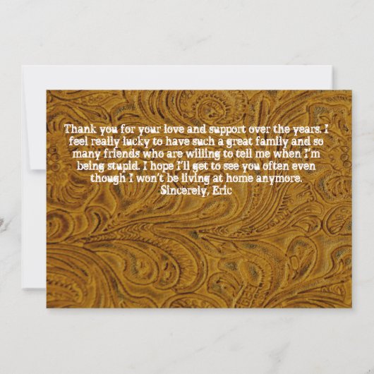 Aankondiging van het Afstuderen van geboost leder (Achterkant)