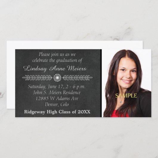 Aankondiging van het Afstuderen van het Chalkboard (Voorkant / Achterkant)