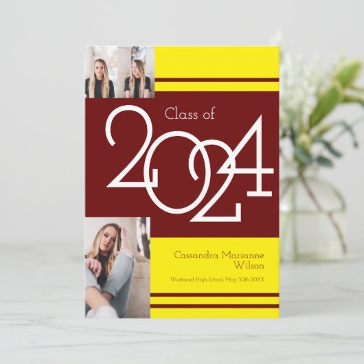 Aankondiging van het Afstuderen van Maroon Yellow  (Staand voorkant)